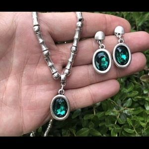 New Handcrafted silver necklace and earring set